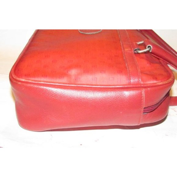 Fendi Early Sas True Red Satchcel Small F Or Zucchino Logo Print Coated Canvas - Picture 6 of 12